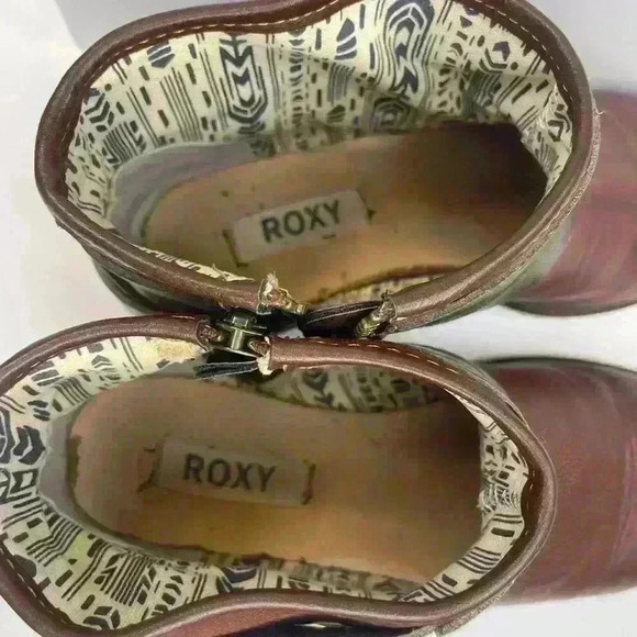 ROXY vintage boho Jensen Ankle Boots Women Size 6.5 Brown With Zipper - Picture 14 of 15